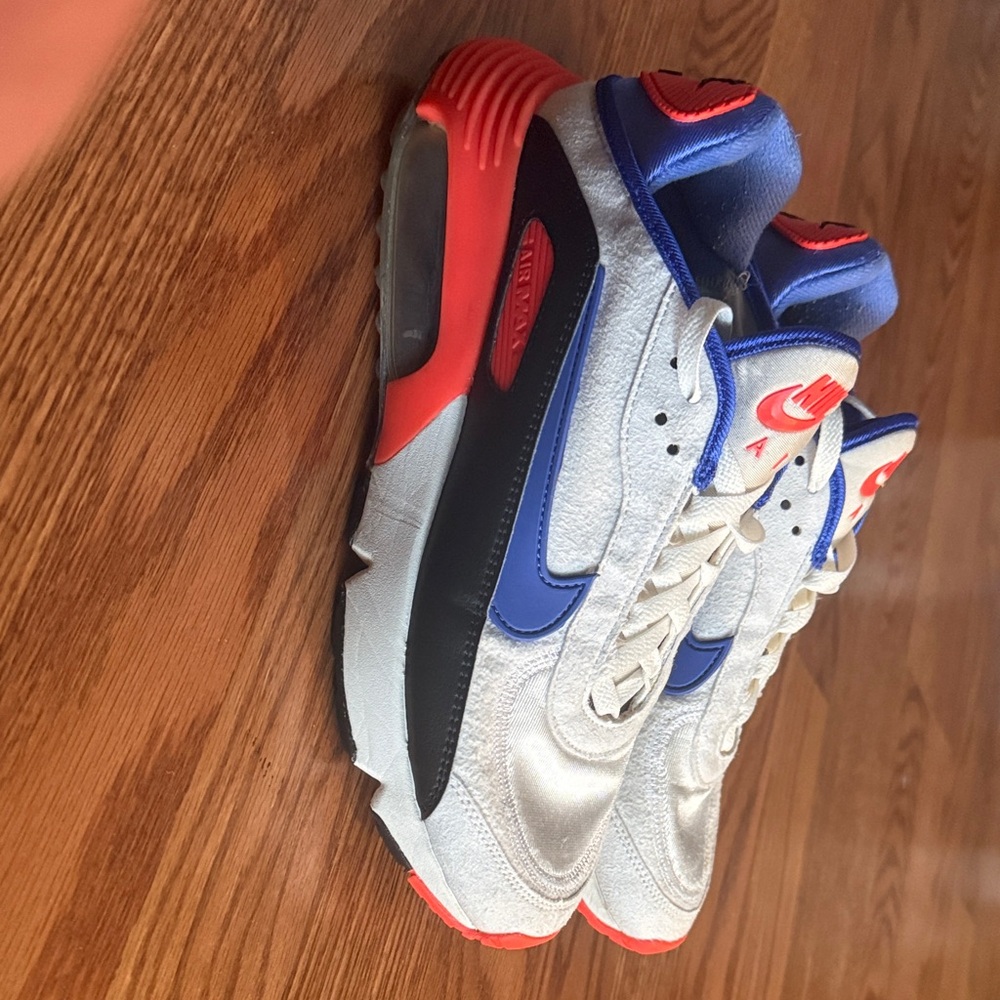 Nike Air Max White with Blue and Red Accents